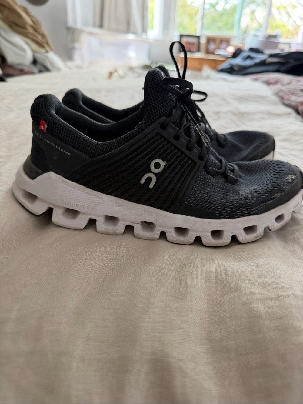 On Running Black Athletic Sneakers with White CloudTec Sole